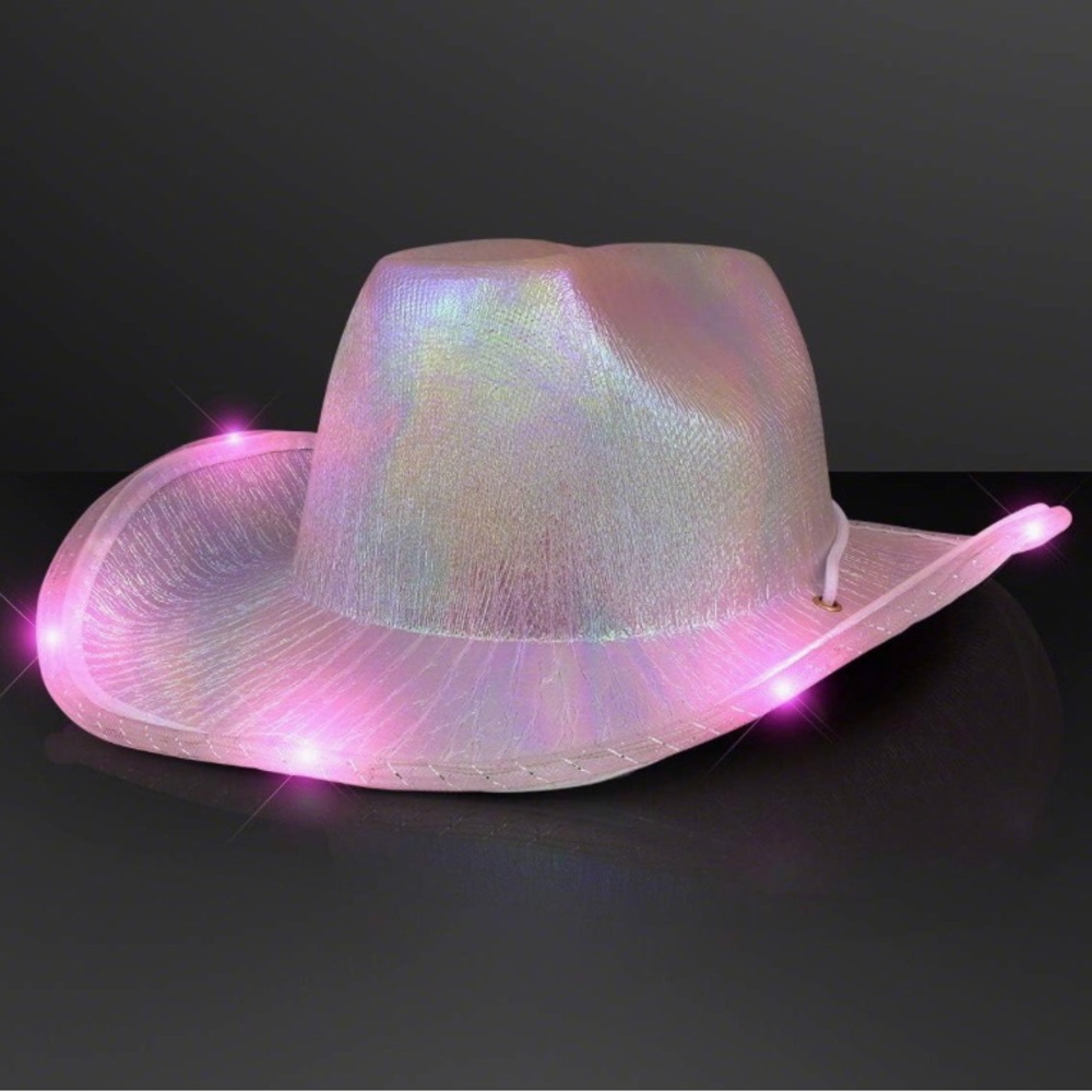 Pink iridescent light up cowboy hat NEW